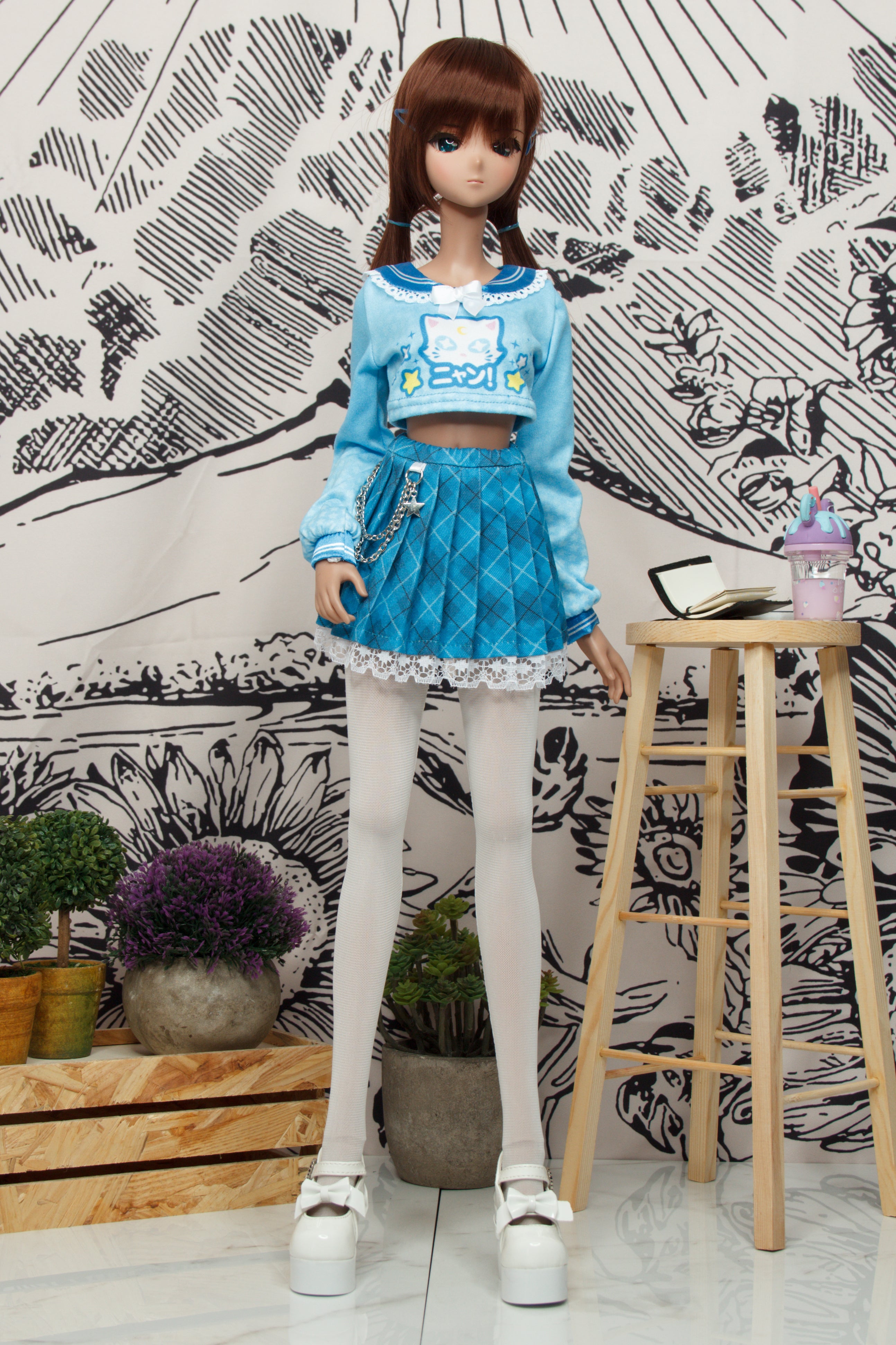 Cute School Uniform Shirt and Skirt - kawaii Smart Doll and DD clothes