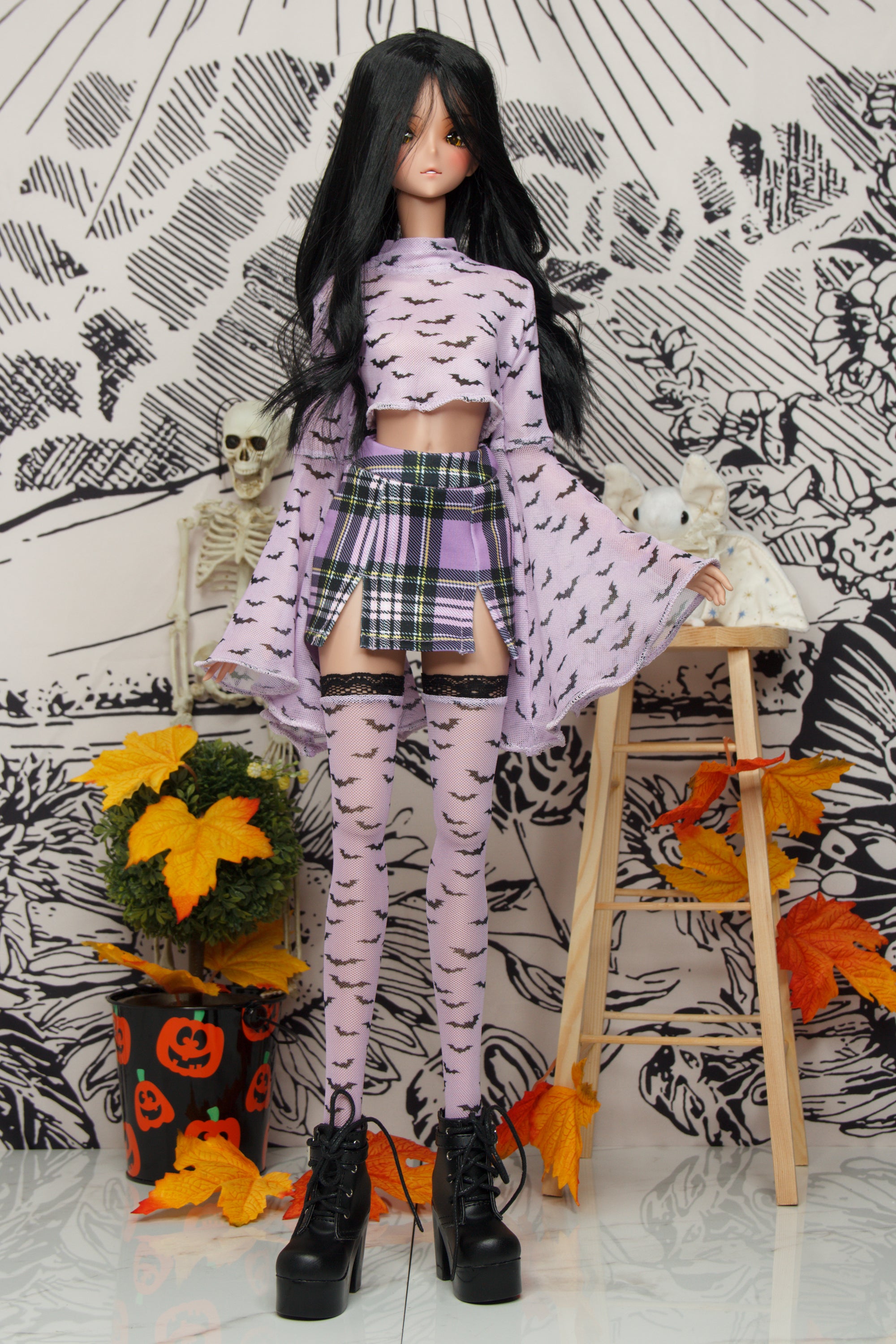 Bat Blouse and Stockings Socks - goth Smart Doll, DD, and SD13 clothes