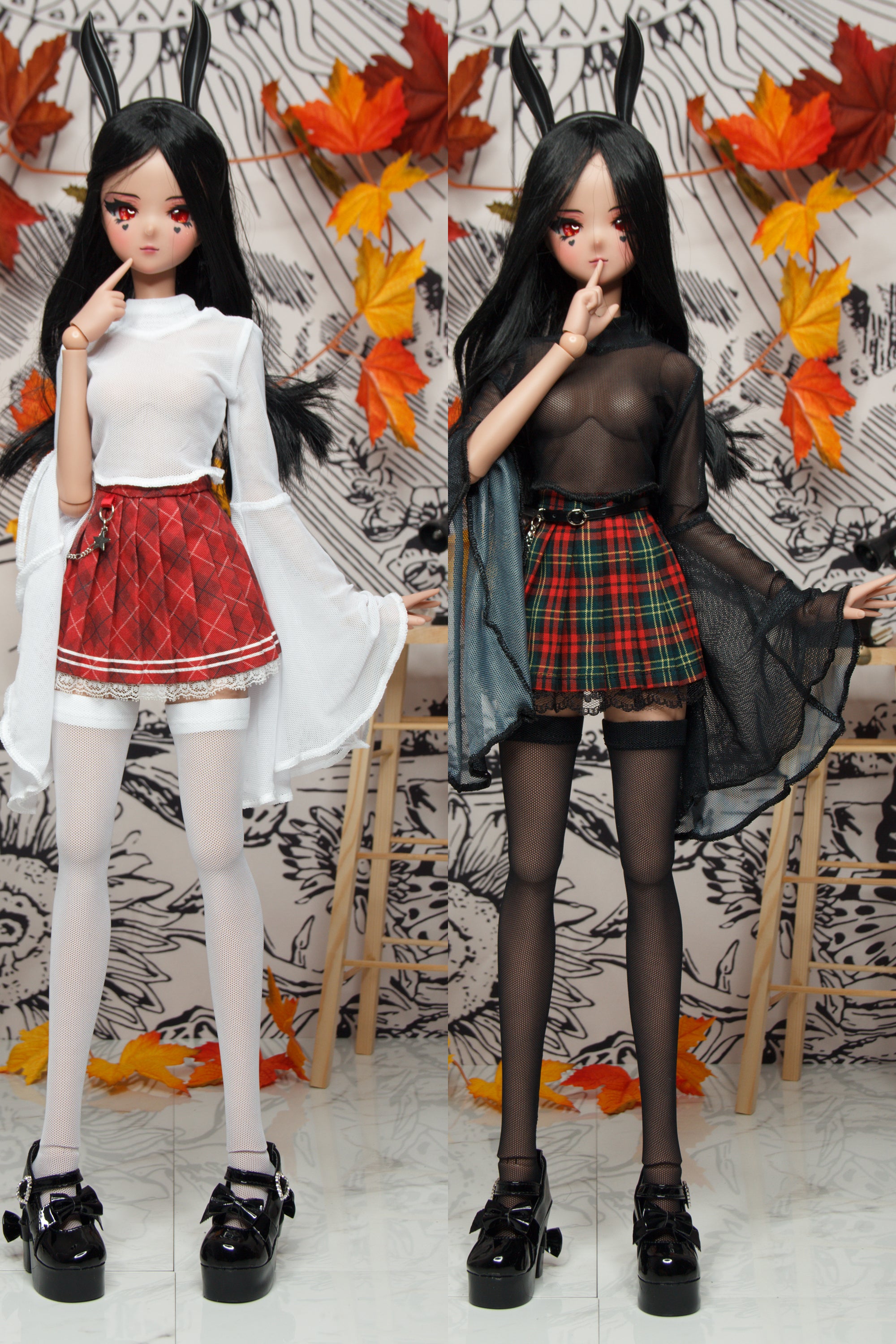 Blouse and Stockings Socks - goth Smart Doll, DD, and SD13 clothes